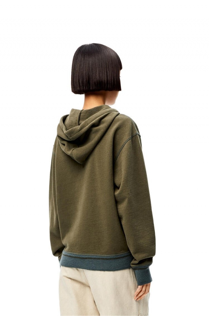 Sudadera con Capucha Loewe Anagram hoodie in cotton Mujer Verde | 037RCTJNS