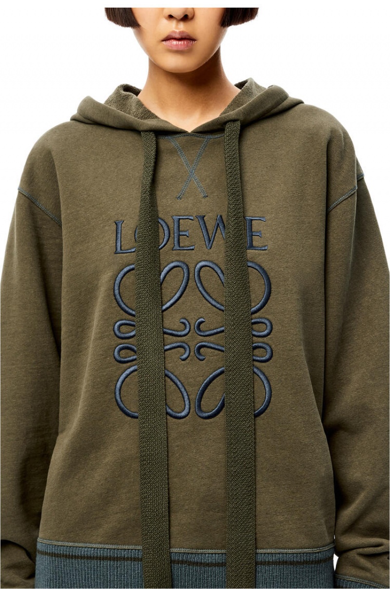 Sudadera con Capucha Loewe Anagram hoodie in cotton Mujer Verde | 037RCTJNS