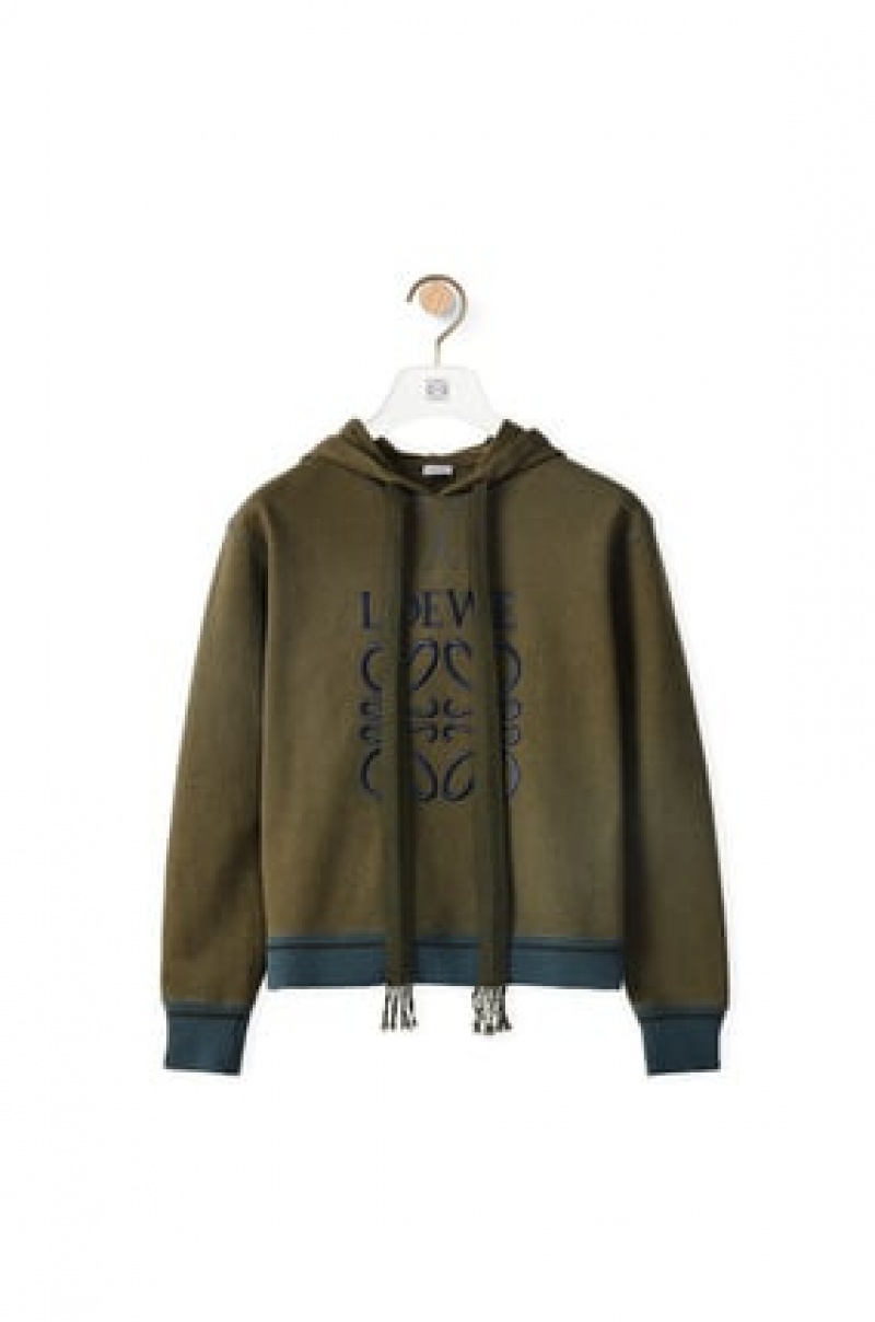 Sudadera con Capucha Loewe Anagram hoodie in cotton Mujer Verde | 037RCTJNS