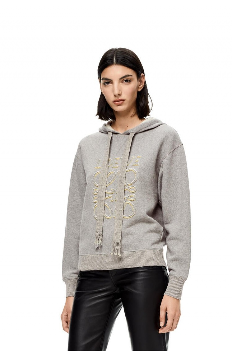 Sudadera con Capucha Loewe LOEWE Anagram hoodie in cotton Mujer Gris | 420XRDVIM