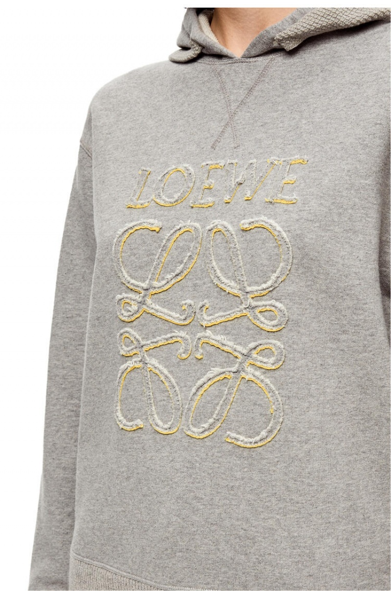 Sudadera con Capucha Loewe LOEWE Anagram hoodie in cotton Mujer Gris | 420XRDVIM