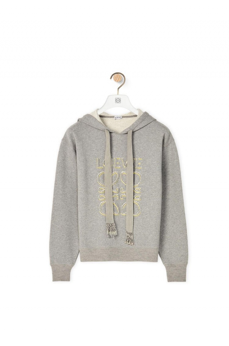 Sudadera con Capucha Loewe LOEWE Anagram hoodie in cotton Mujer Gris | 420XRDVIM