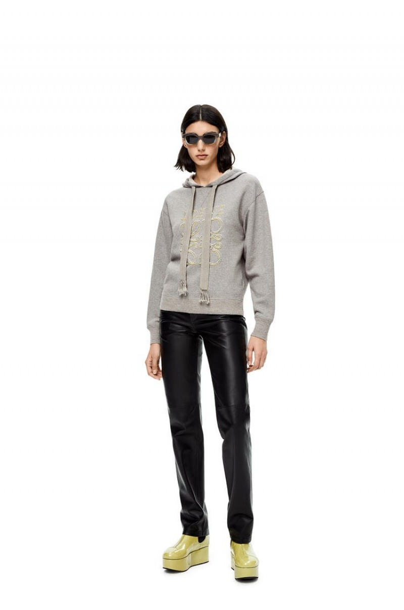 Sudadera con Capucha Loewe LOEWE Anagram hoodie in cotton Mujer Gris | 420XRDVIM