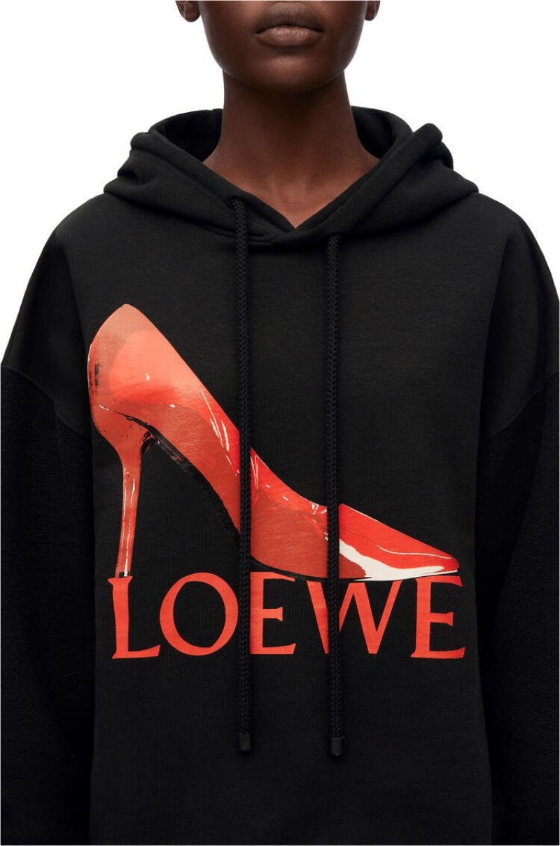 Sudadera con Capucha Loewe Loewe pump hoodie in cotton Mujer Negras Rojas | 593UGINTJ