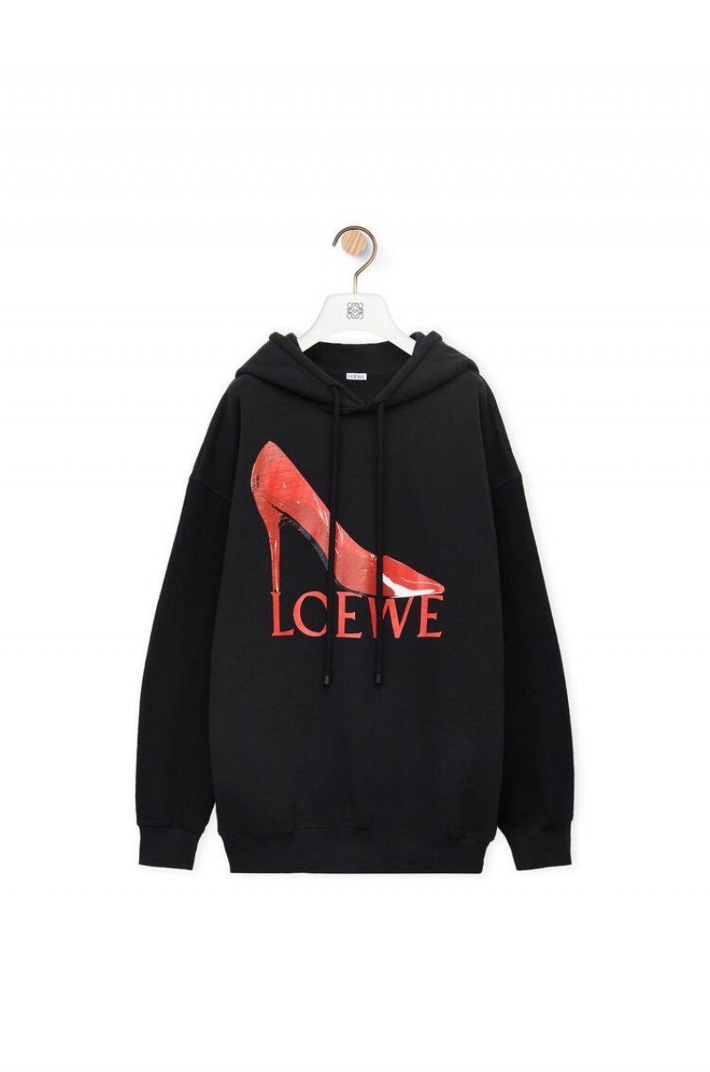 Sudadera con Capucha Loewe Loewe pump hoodie in cotton Mujer Negras Rojas | 593UGINTJ