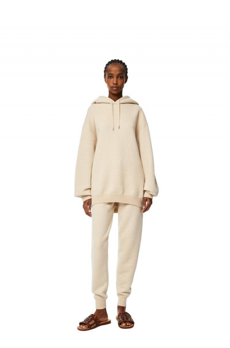 Sudadera con Capucha Loewe Oversize hoodie in cashmere Mujer Ecru | 769XTCISR