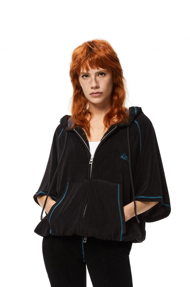 Sudadera con Capucha Loewe Zip up hoodie in cotton Mujer Negras | 487NAIEHD