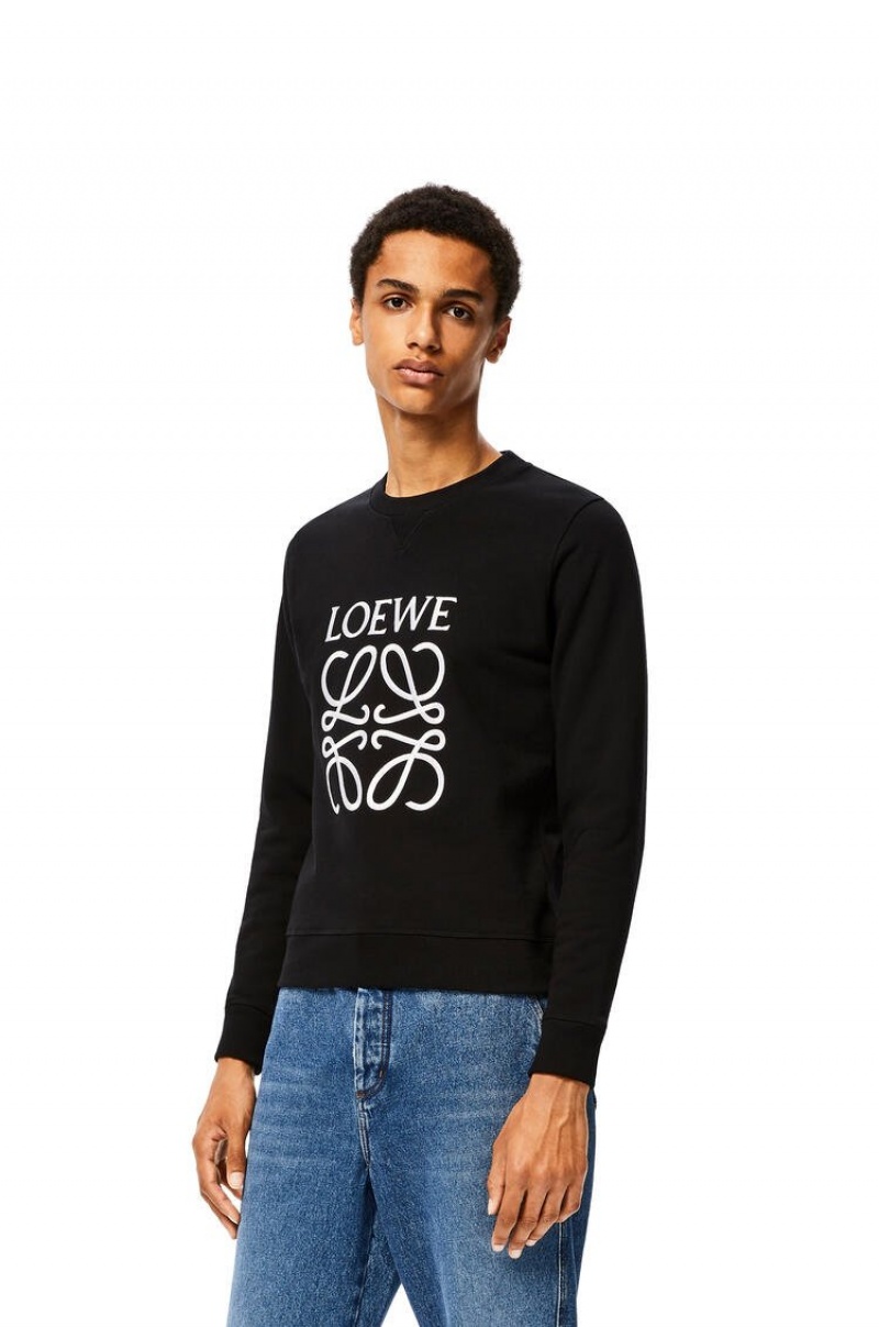 Sudaderas Loewe Anagram embroidered sweatshirt in cotton Hombre Negras | 375KXJFRW