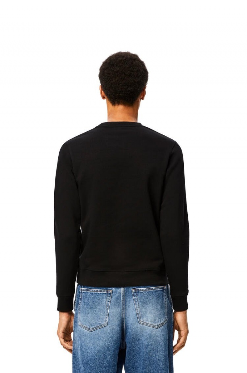 Sudaderas Loewe Anagram embroidered sweatshirt in cotton Hombre Negras | 375KXJFRW