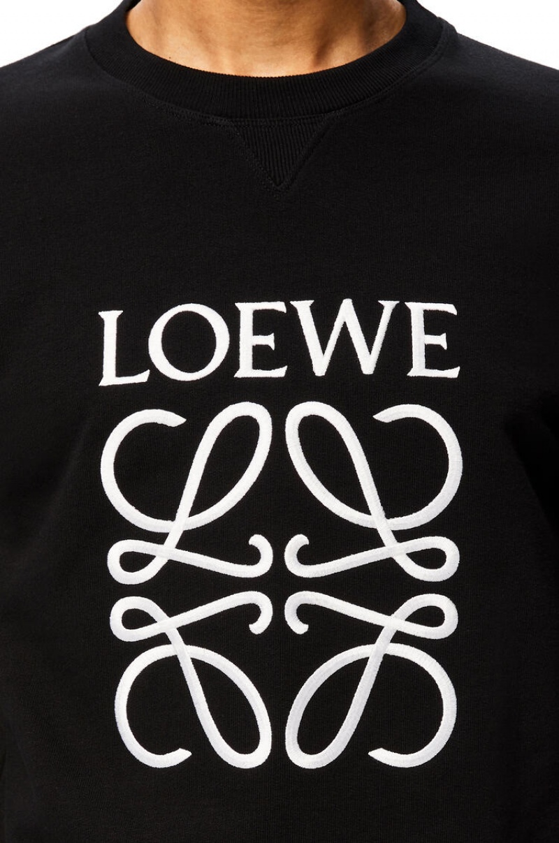 Sudaderas Loewe Anagram embroidered sweatshirt in cotton Hombre Negras | 375KXJFRW