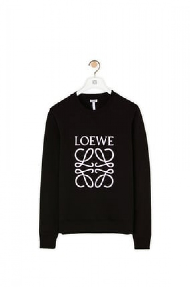 Sudaderas Loewe Anagram embroidered sweatshirt in cotton Hombre Negras | 375KXJFRW