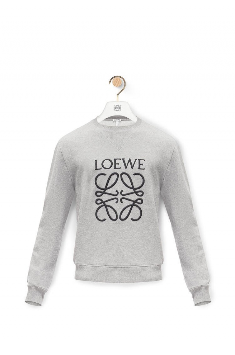 Sudaderas Loewe Anagram embroidered sweatshirt in cotton Hombre Gris | 746JIYMNR