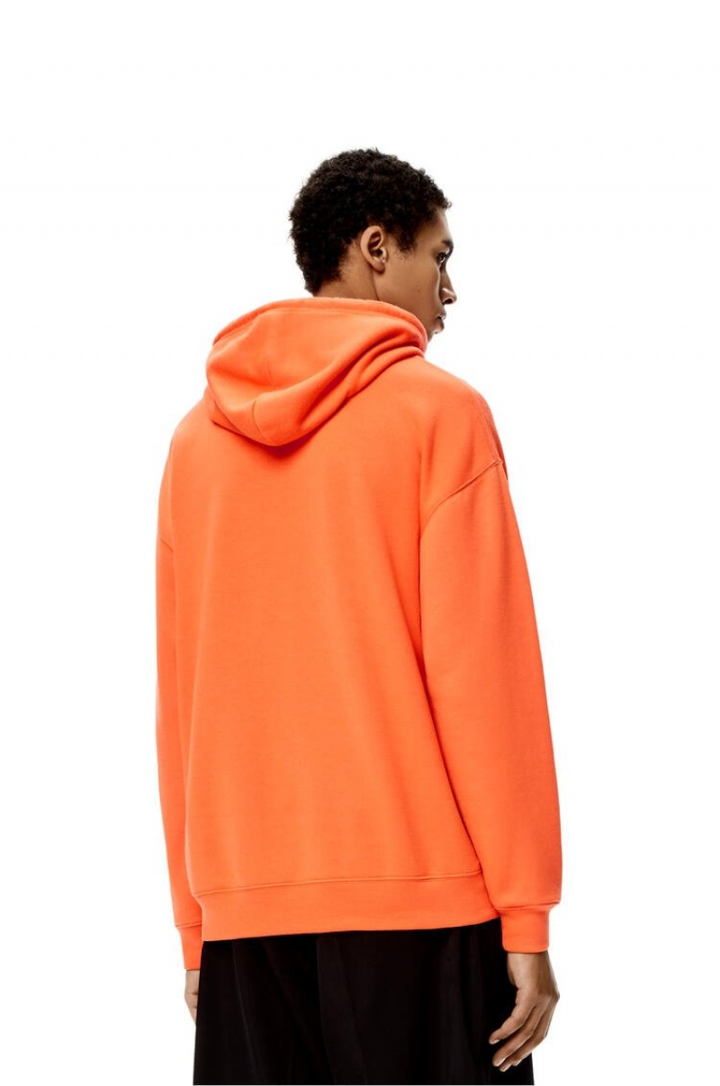 Sudaderas Loewe Anagram leather patch hoodie in cotton Hombre Naranjas | 748QPZONE