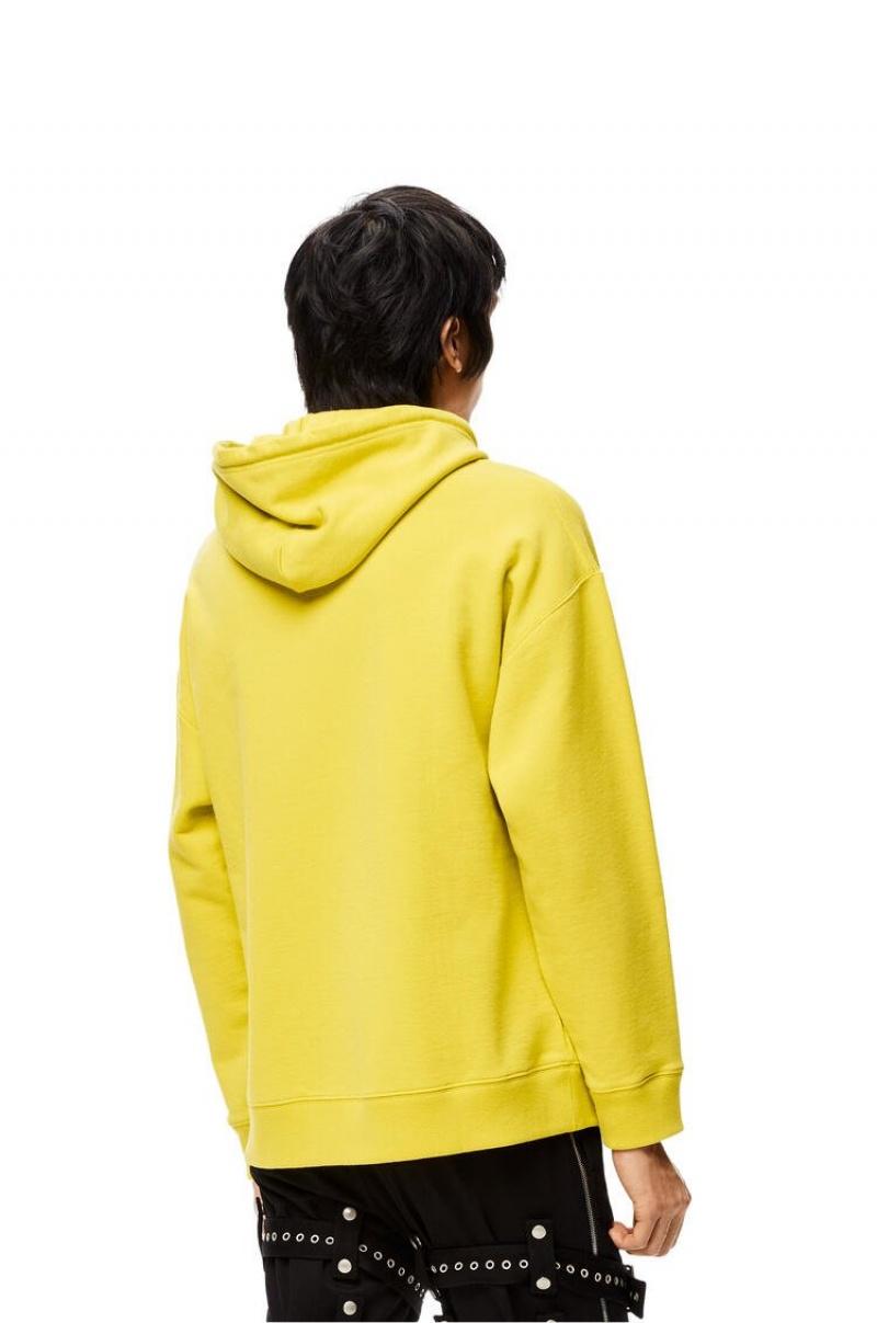 Sudaderas Loewe Anagram leather patch hoodie in cotton Hombre Amarillo | 198BRYWFD