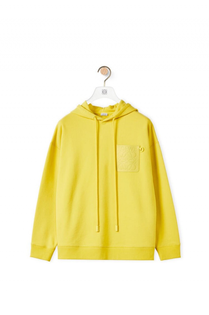 Sudaderas Loewe Anagram leather patch hoodie in cotton Hombre Amarillo | 198BRYWFD