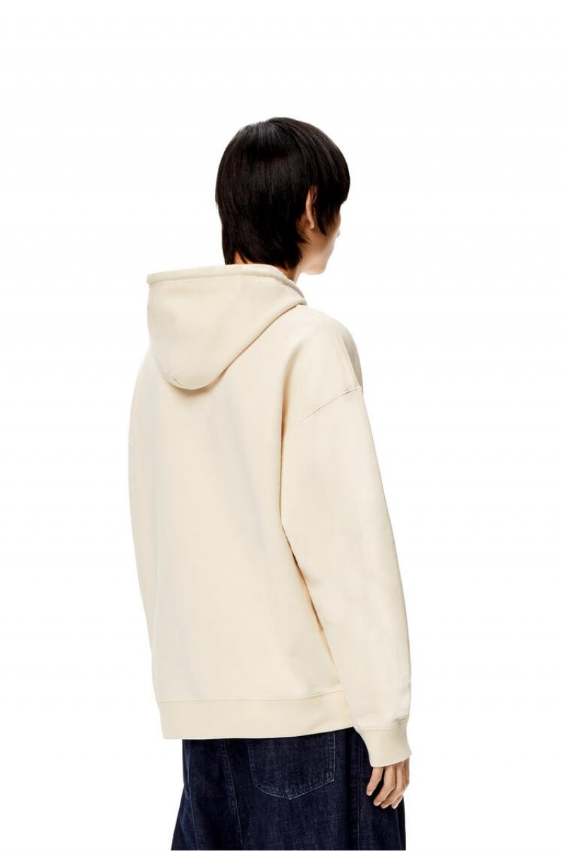 Sudaderas Loewe Anagram leather patch hoodie in cotton Hombre Blancas | 815VTFEZM