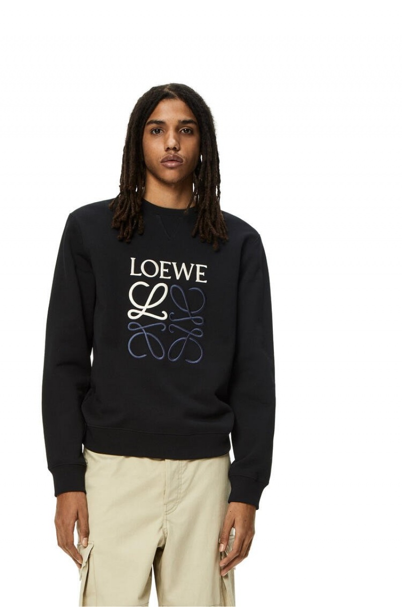 Sudaderas Loewe Anagram sweatshirt in cotton Hombre Negras | 610JNVOWA