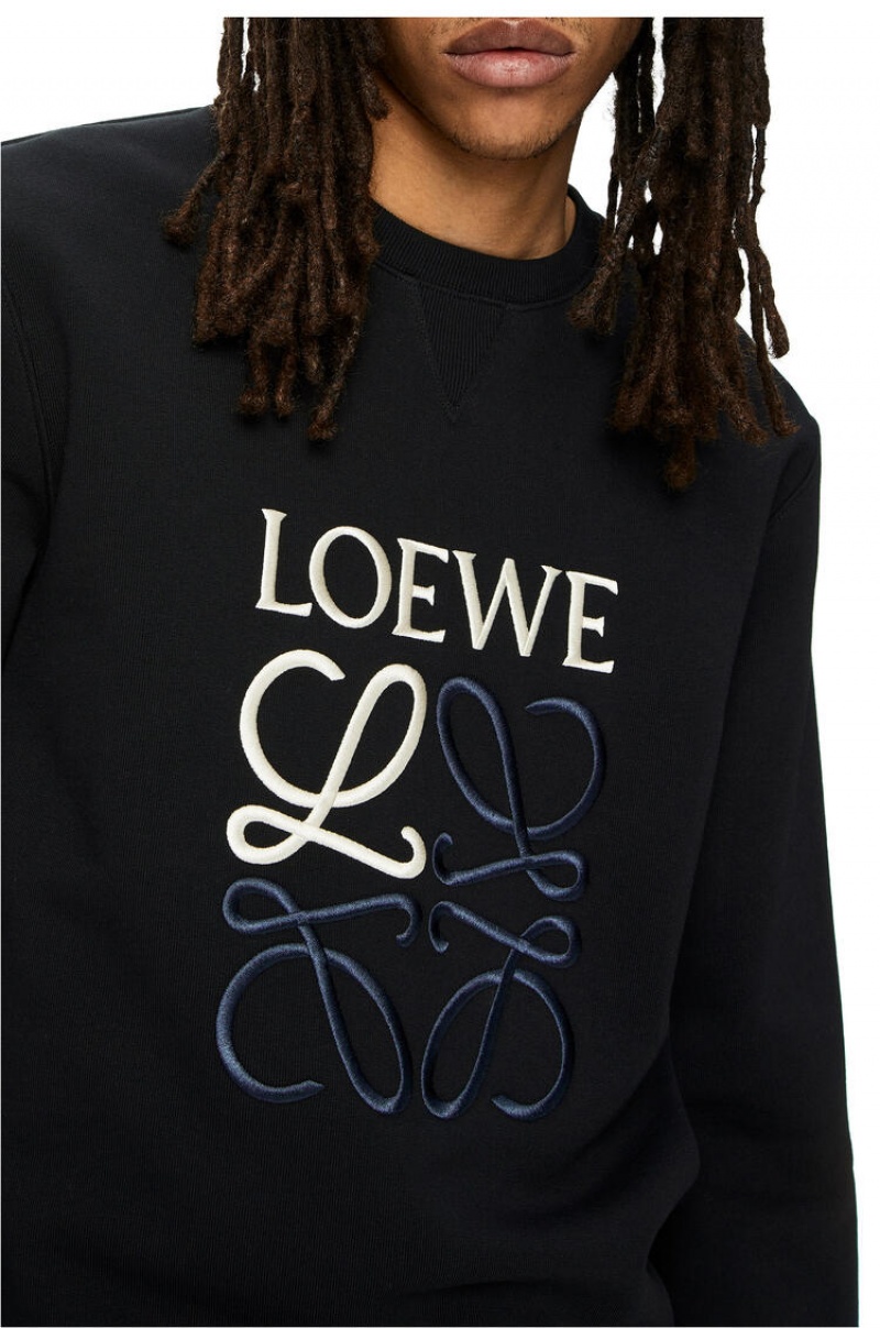 Sudaderas Loewe Anagram sweatshirt in cotton Hombre Negras | 610JNVOWA