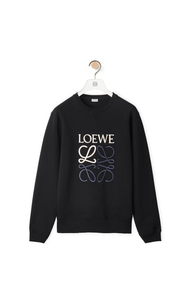 Sudaderas Loewe Anagram sweatshirt in cotton Hombre Negras | 610JNVOWA