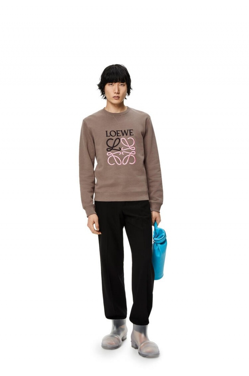 Sudaderas Loewe Anagram sweatshirt in cotton Hombre Gris | 710OQTREY