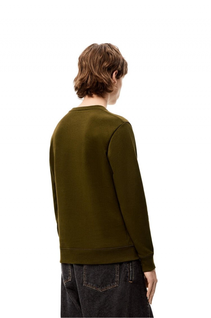 Sudaderas Loewe Anagram sweatshirt in cotton Hombre Kaki Oscuro Verde | 079KTWSRN