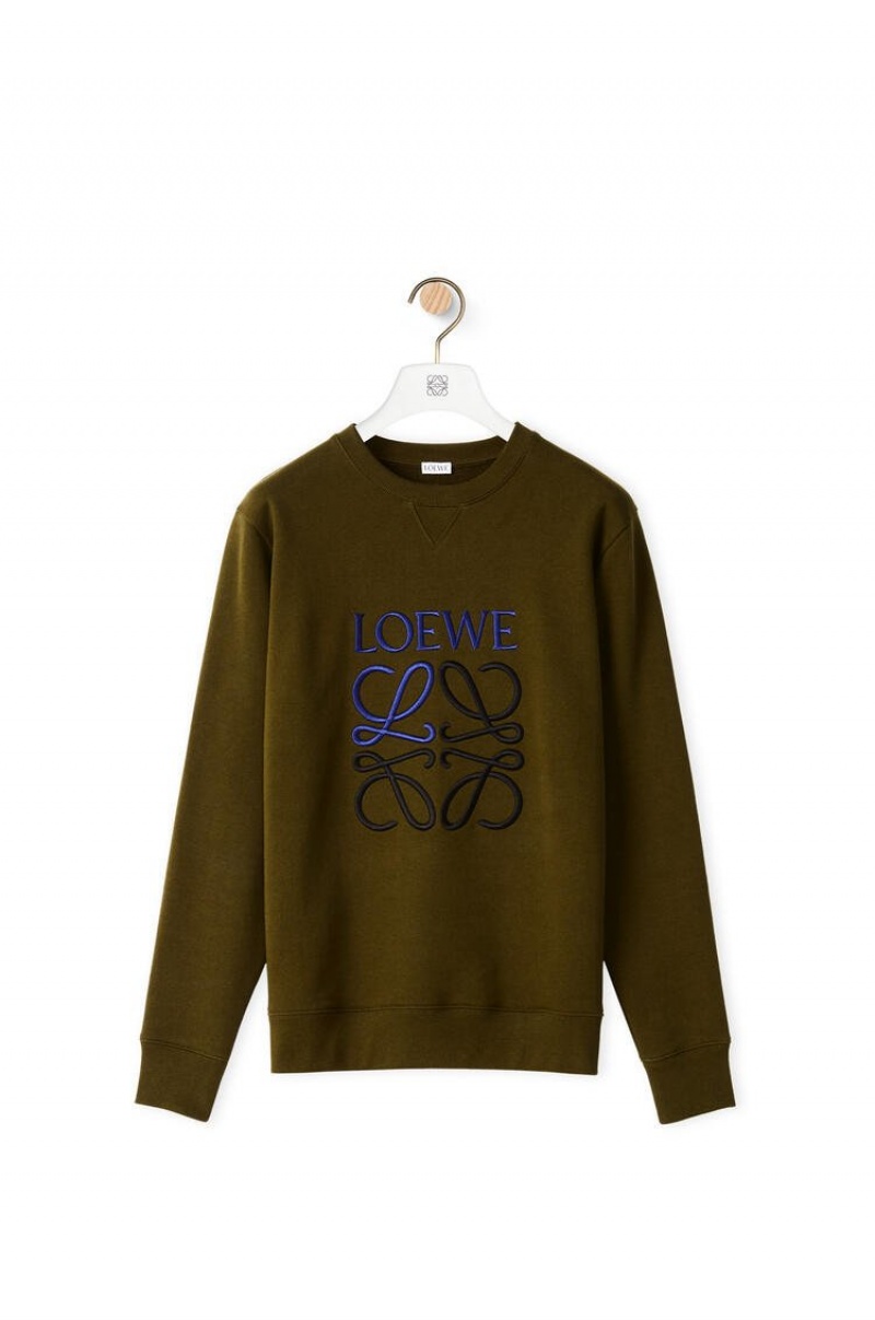 Sudaderas Loewe Anagram sweatshirt in cotton Hombre Kaki Oscuro Verde | 079KTWSRN