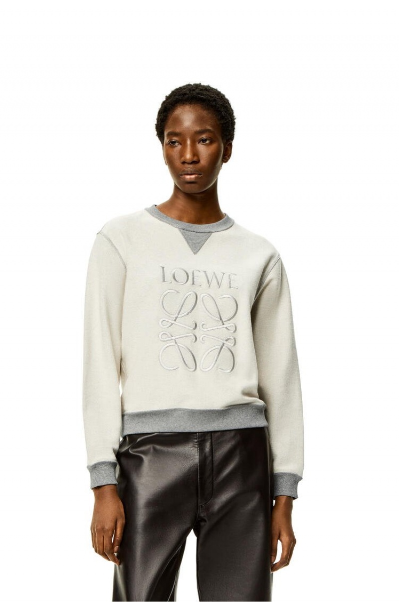 Sudaderas Loewe Anagram sweatshirt in cotton Mujer Gris | 653LBTVSK