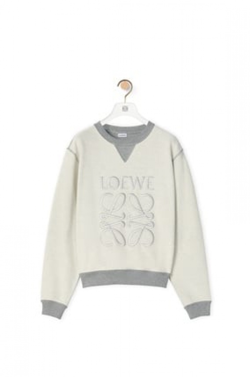 Sudaderas Loewe Anagram sweatshirt in cotton Mujer Gris | 653LBTVSK