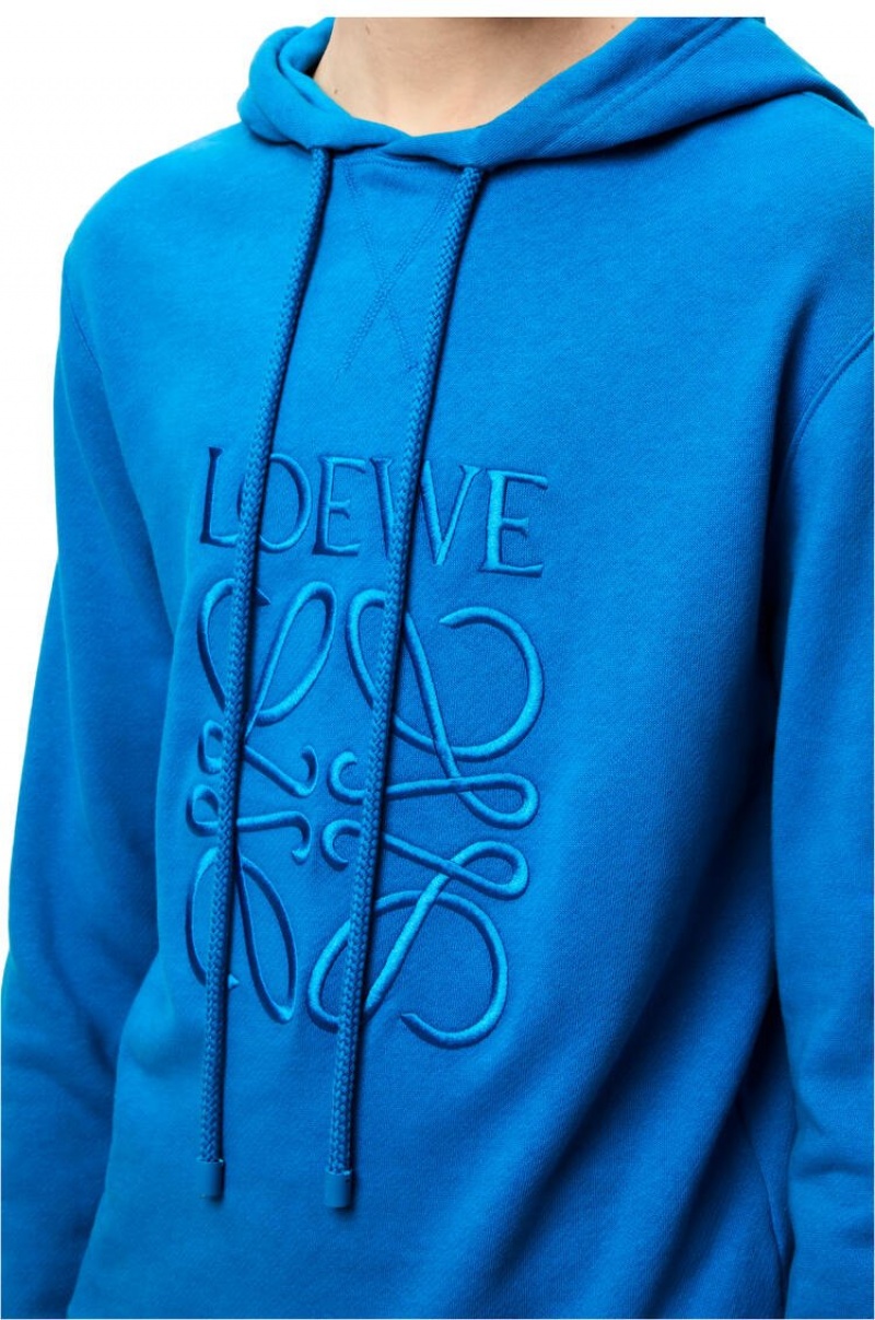 Sudaderas Loewe Anagram tonal hoodie in cotton Hombre Turquesa Oscuro | 927UVAKDT