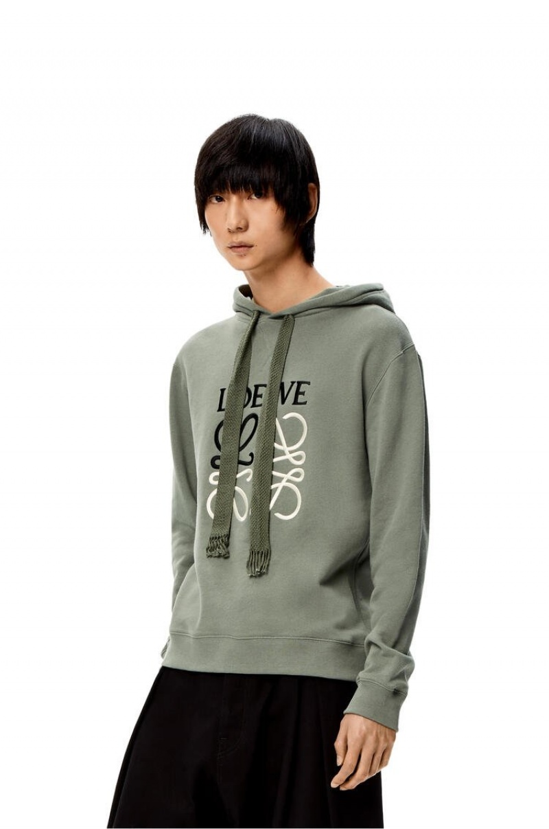 Sudaderas Loewe Anagram tonal hoodie in cotton Hombre Verde | 143DNRYBC