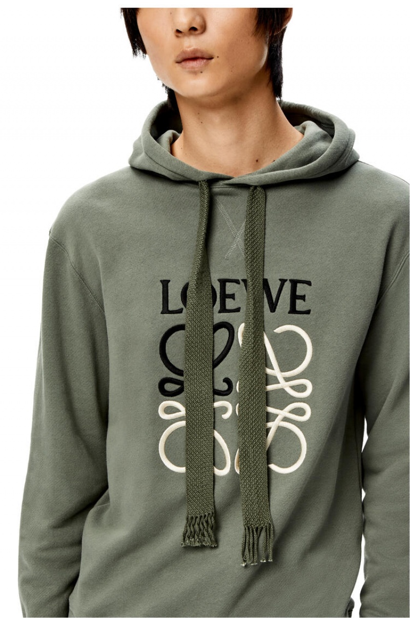 Sudaderas Loewe Anagram tonal hoodie in cotton Hombre Verde | 143DNRYBC