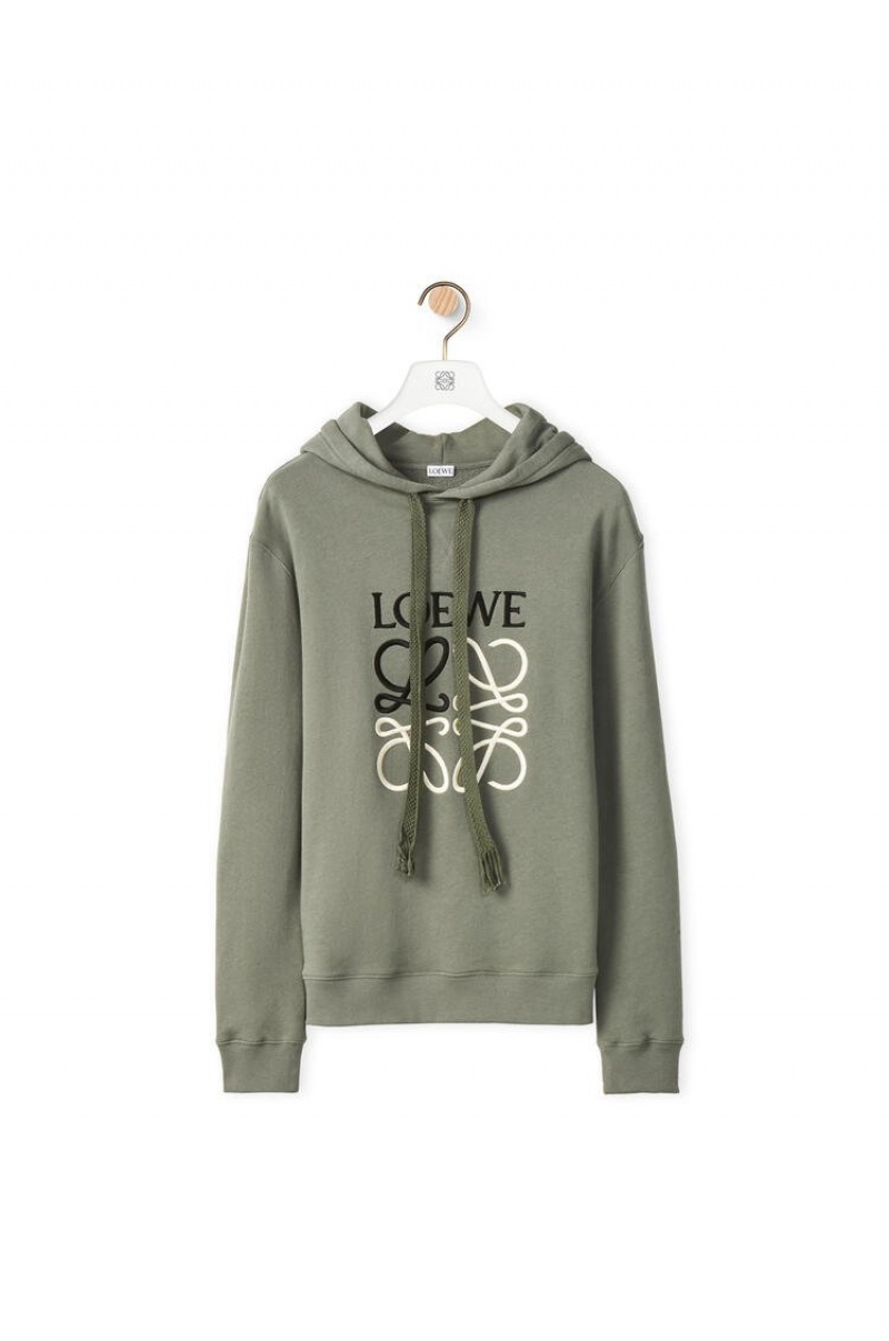 Sudaderas Loewe Anagram tonal hoodie in cotton Hombre Verde | 143DNRYBC