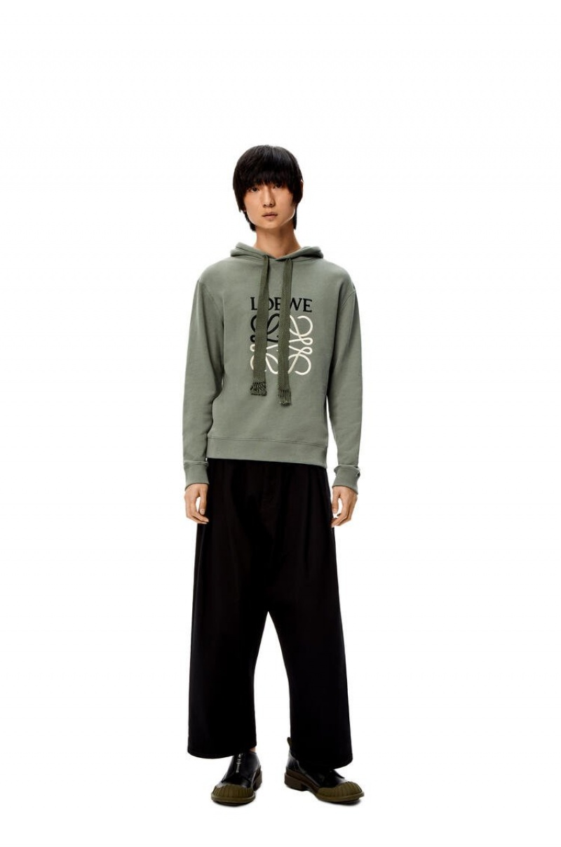 Sudaderas Loewe Anagram tonal hoodie in cotton Hombre Verde | 143DNRYBC