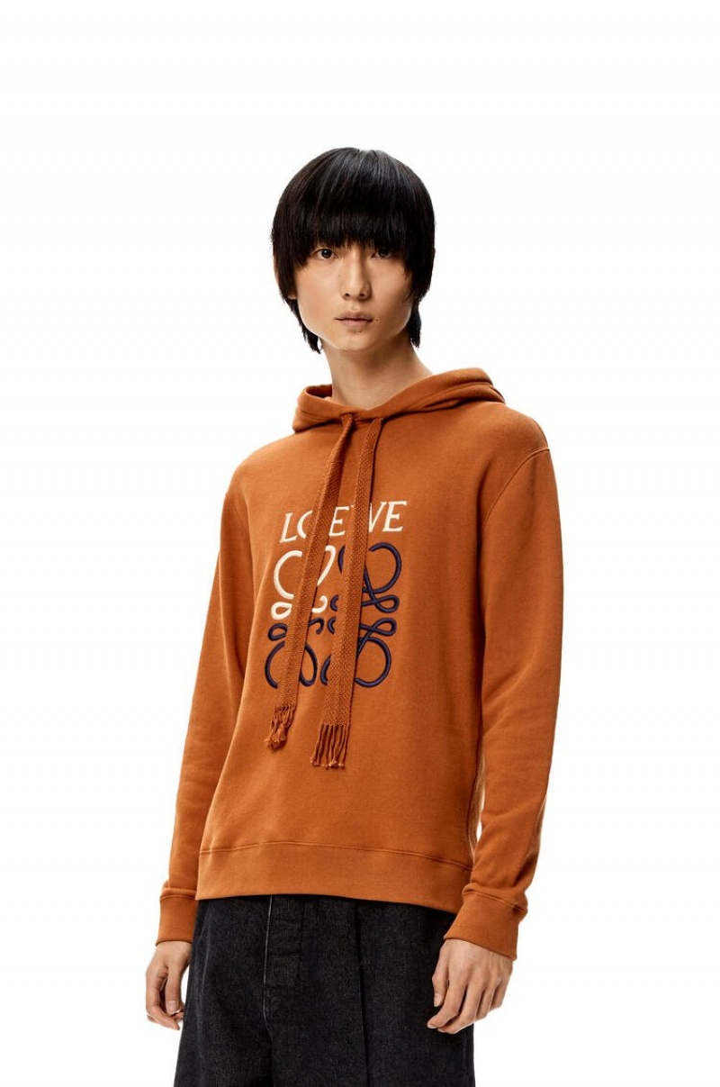 Sudaderas Loewe Anagram tonal hoodie in cotton Hombre Rojas | 783TIJNRX