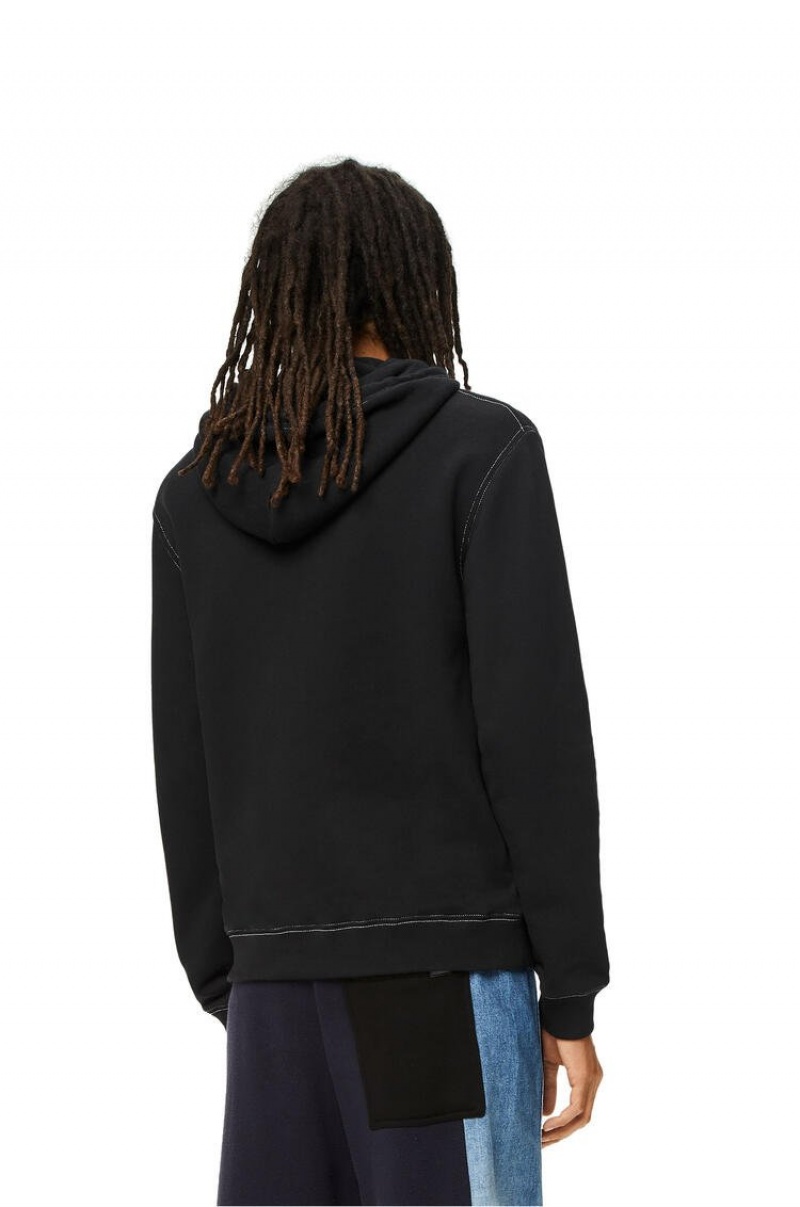 Sudaderas Loewe Anagram tonal hoodie in cotton Hombre Negras | 298XDMZOA