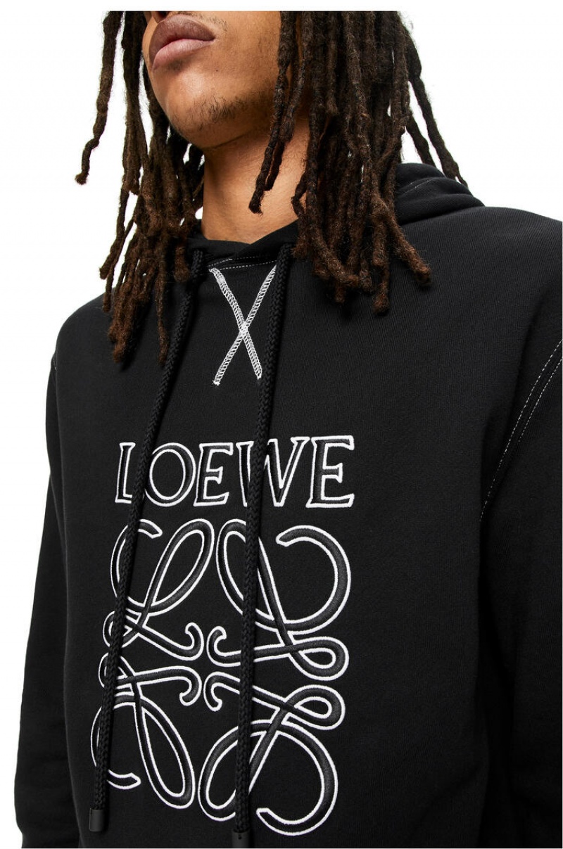 Sudaderas Loewe Anagram tonal hoodie in cotton Hombre Negras | 298XDMZOA