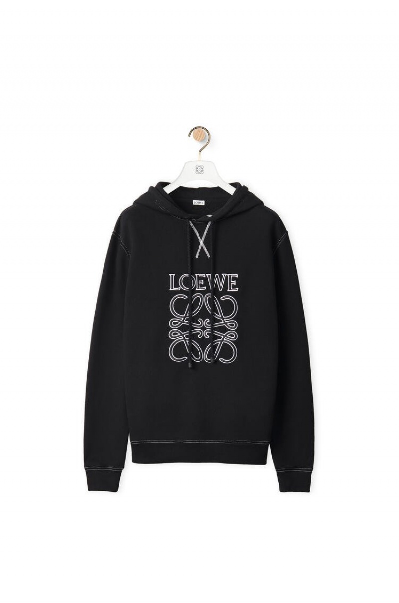 Sudaderas Loewe Anagram tonal hoodie in cotton Hombre Negras | 298XDMZOA