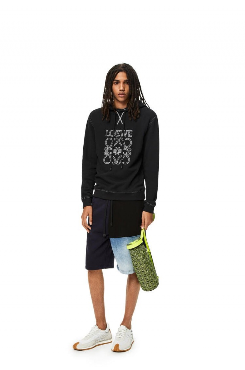 Sudaderas Loewe Anagram tonal hoodie in cotton Hombre Negras | 298XDMZOA