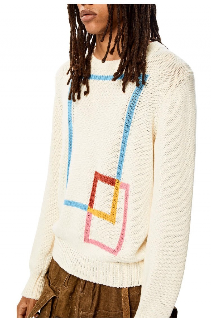 Sudaderas Loewe Double square sweater in organic cotton Hombre Blancas Multicolor | 204QINKGC