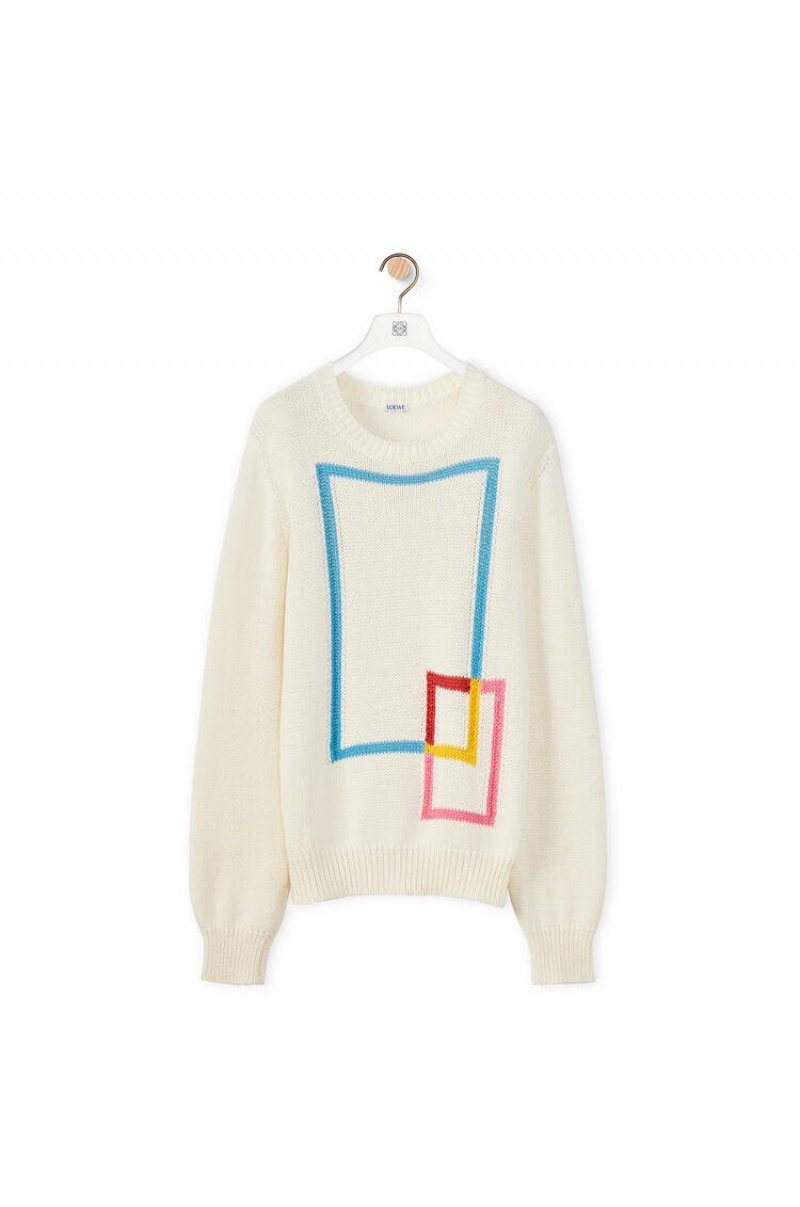 Sudaderas Loewe Double square sweater in organic cotton Hombre Blancas Multicolor | 204QINKGC