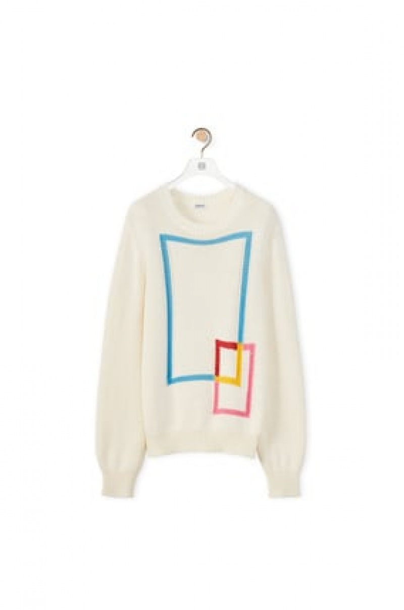 Sudaderas Loewe Double square sweater in organic cotton Hombre Blancas Multicolor | 204QINKGC