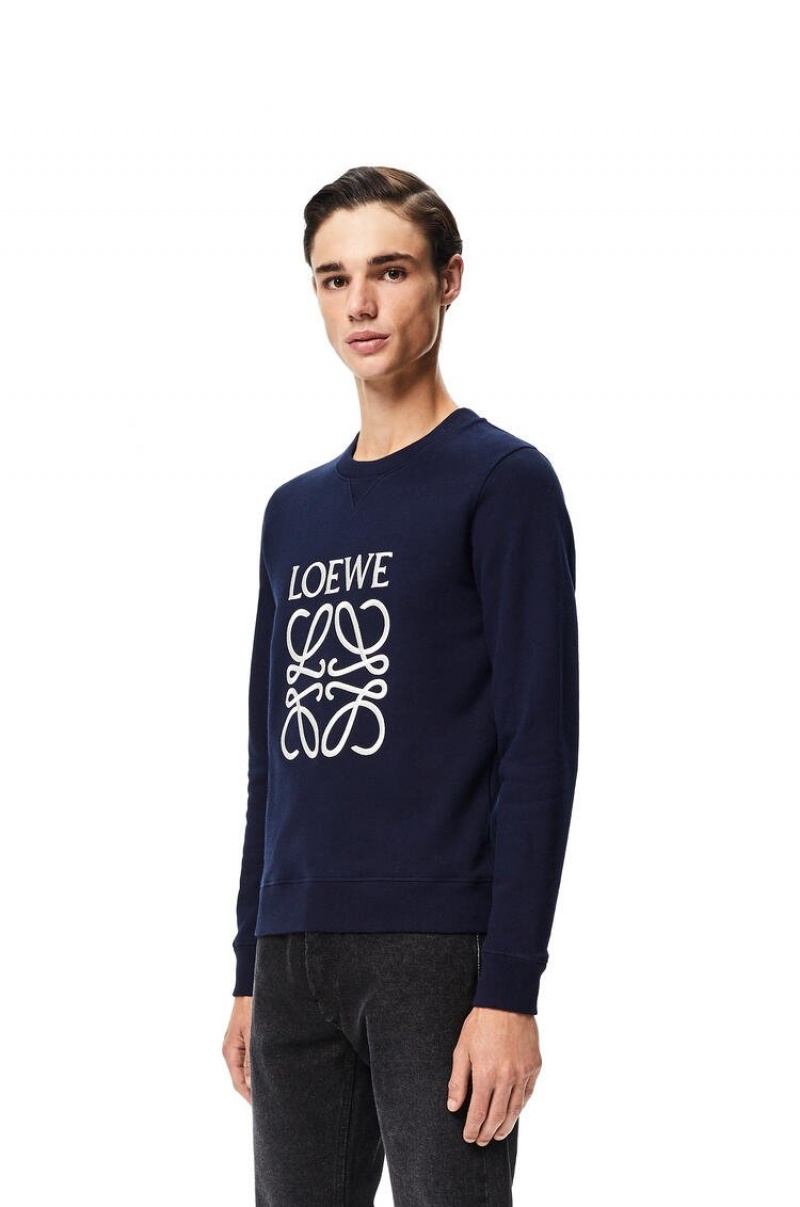 Sudaderas Loewe LOEWE Anagram embroidered sweatshirt in cotton Hombre Azul Marino Azules | 720EBODFY