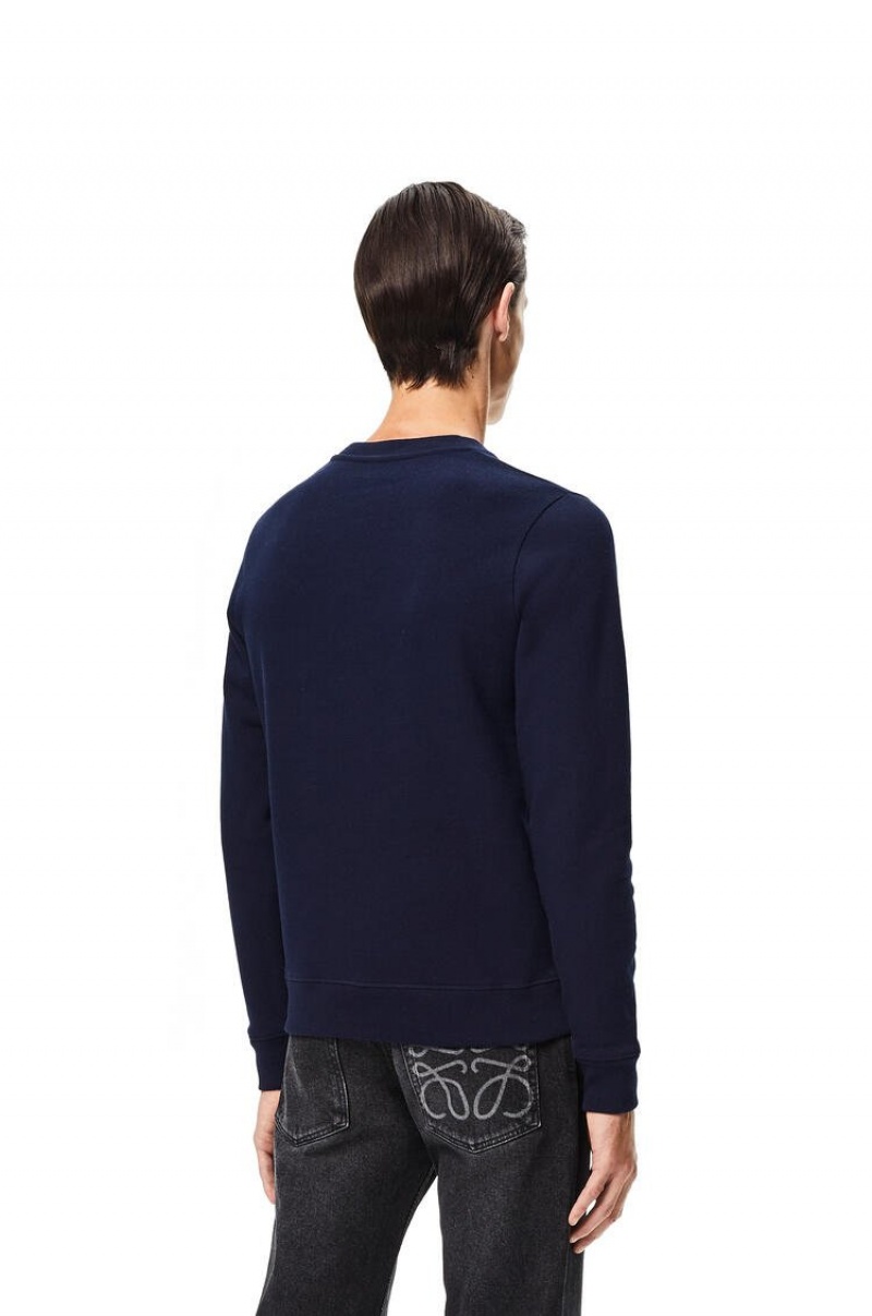 Sudaderas Loewe LOEWE Anagram embroidered sweatshirt in cotton Hombre Azul Marino Azules | 720EBODFY