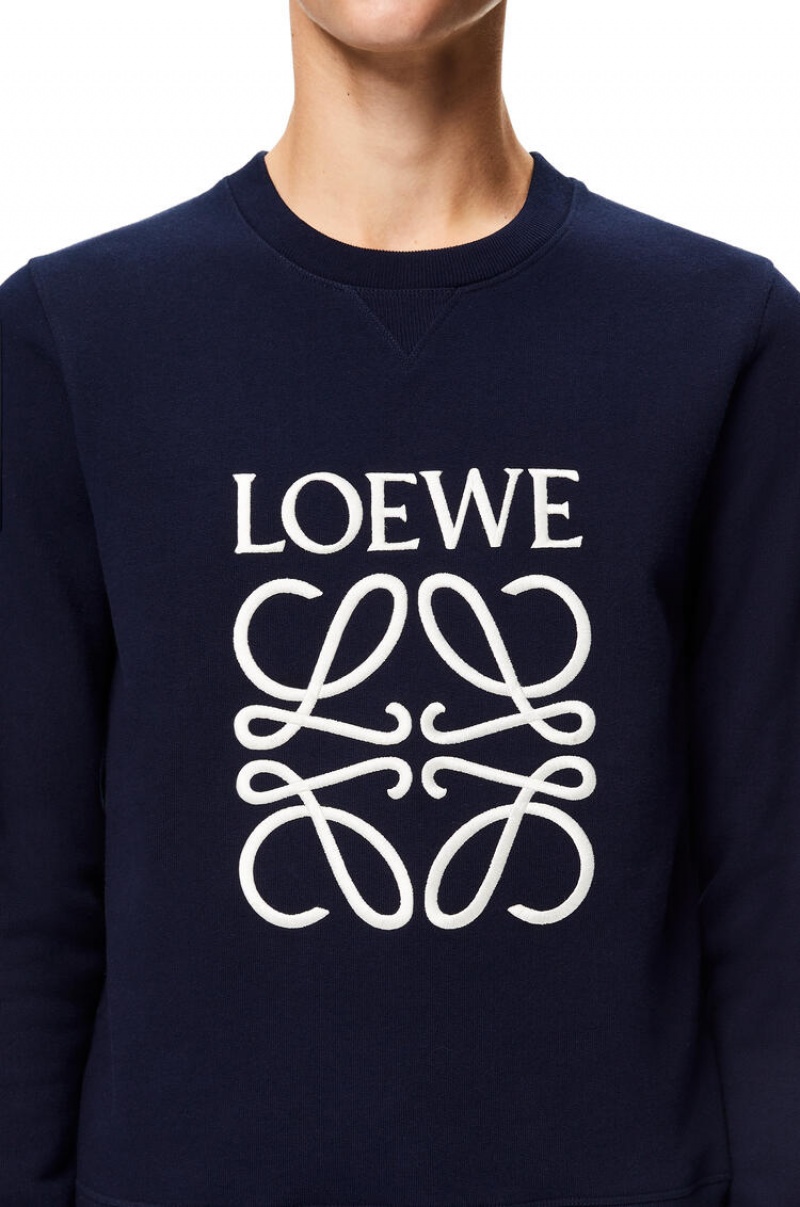 Sudaderas Loewe LOEWE Anagram embroidered sweatshirt in cotton Hombre Azul Marino Azules | 720EBODFY