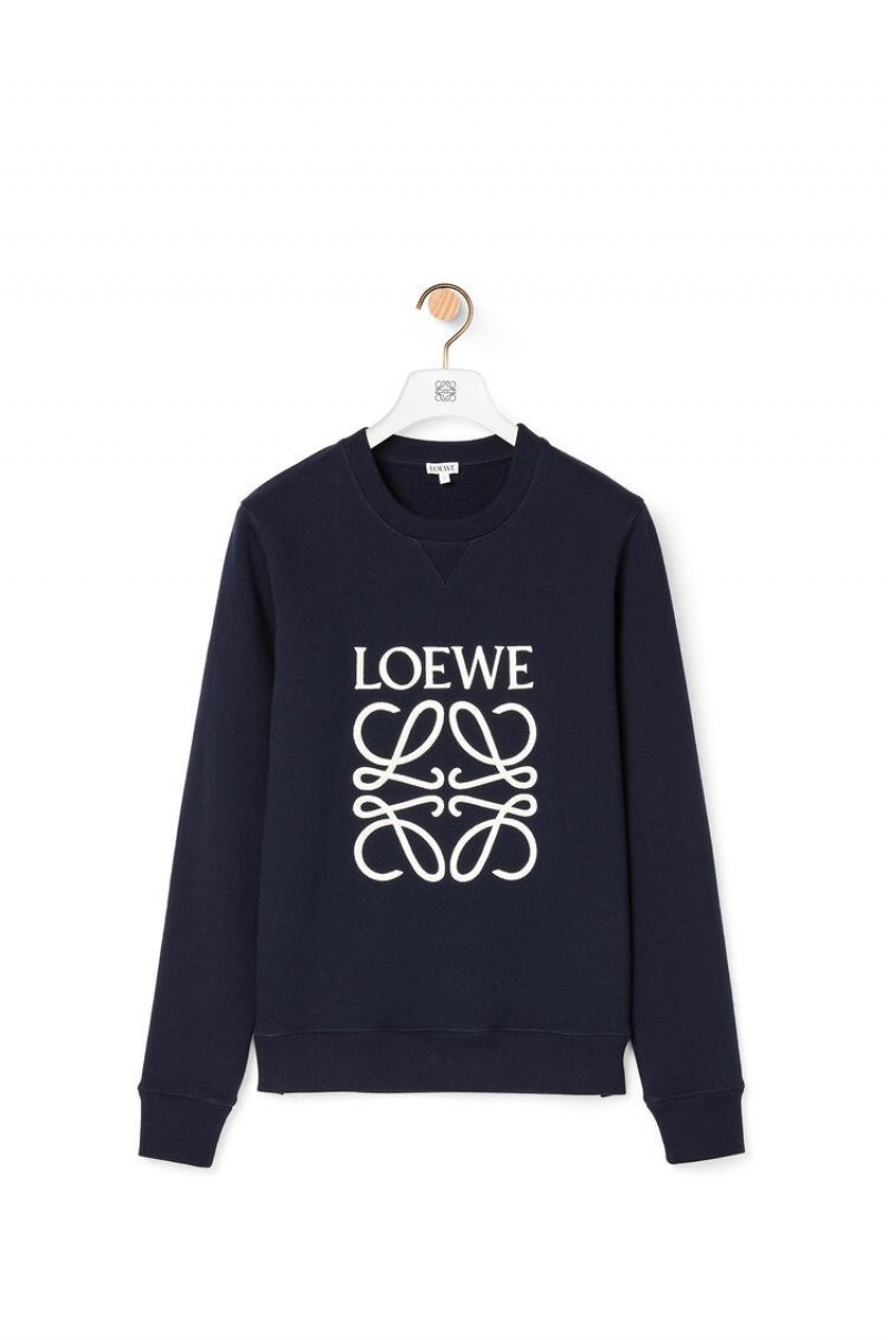 Sudaderas Loewe LOEWE Anagram embroidered sweatshirt in cotton Hombre Azul Marino Azules | 720EBODFY