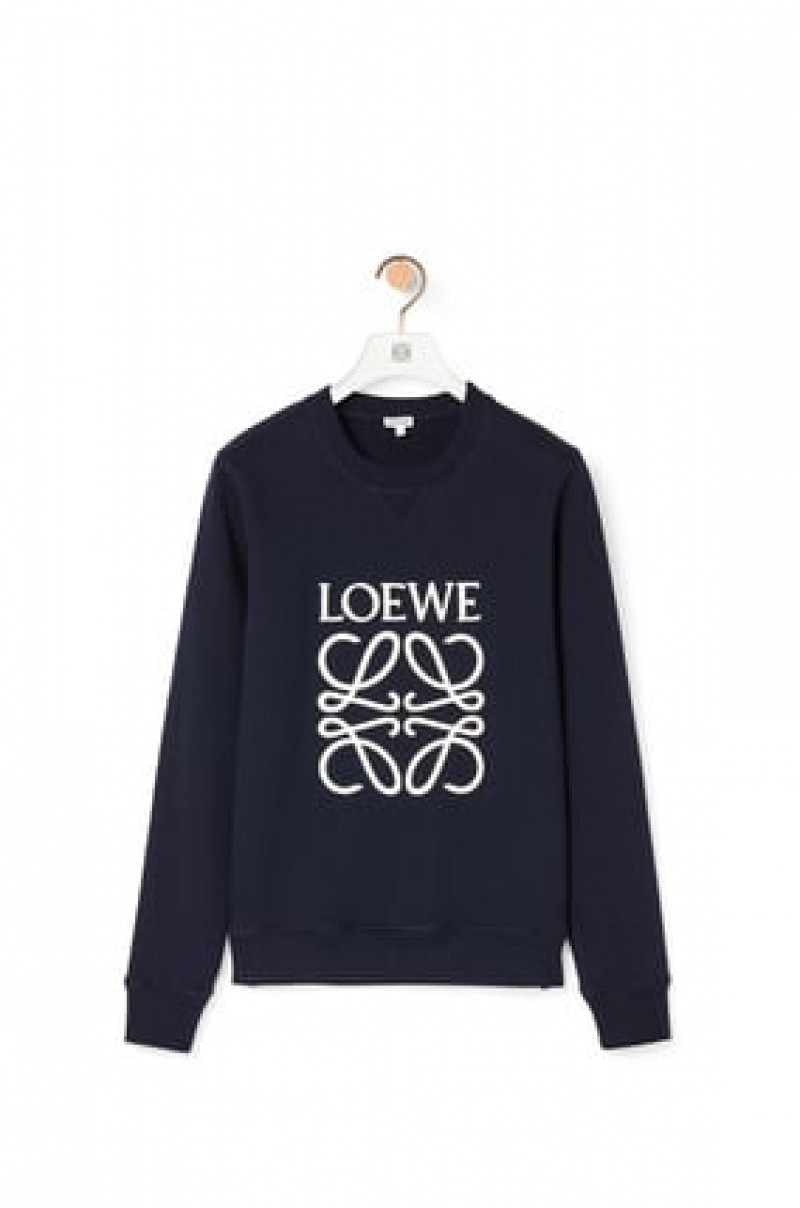 Sudaderas Loewe LOEWE Anagram embroidered sweatshirt in cotton Hombre Azul Marino Azules | 720EBODFY