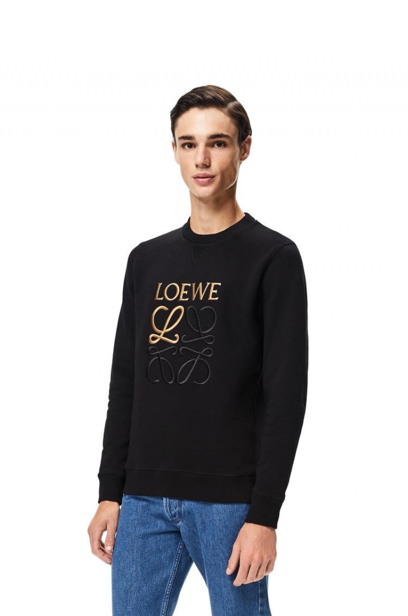 Sudaderas Loewe LOEWE Anagram embroidered sweatshirt in cotton Hombre Negras | 967HTXINQ