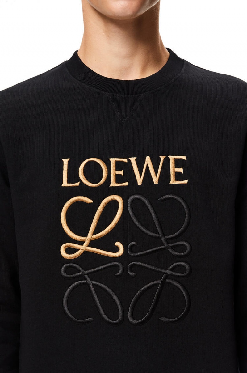 Sudaderas Loewe LOEWE Anagram embroidered sweatshirt in cotton Hombre Negras | 967HTXINQ