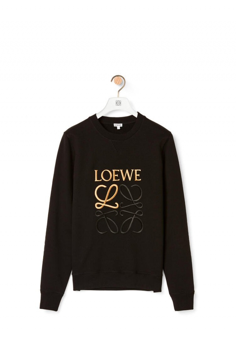 Sudaderas Loewe LOEWE Anagram embroidered sweatshirt in cotton Hombre Negras | 967HTXINQ