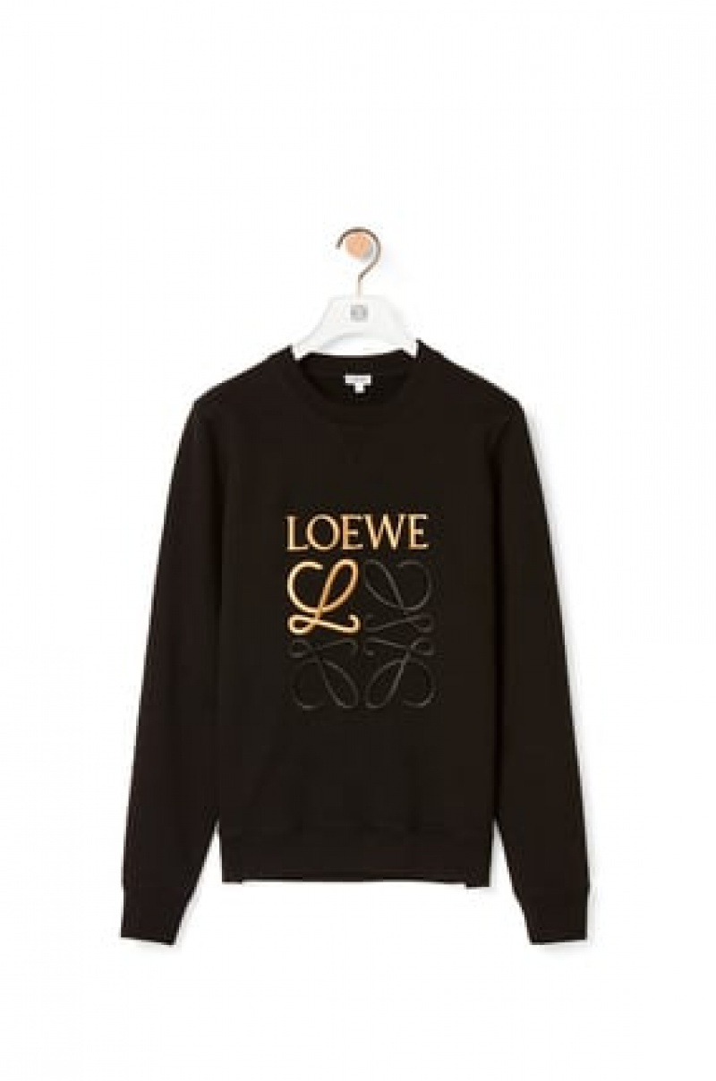 Sudaderas Loewe LOEWE Anagram embroidered sweatshirt in cotton Hombre Negras | 967HTXINQ